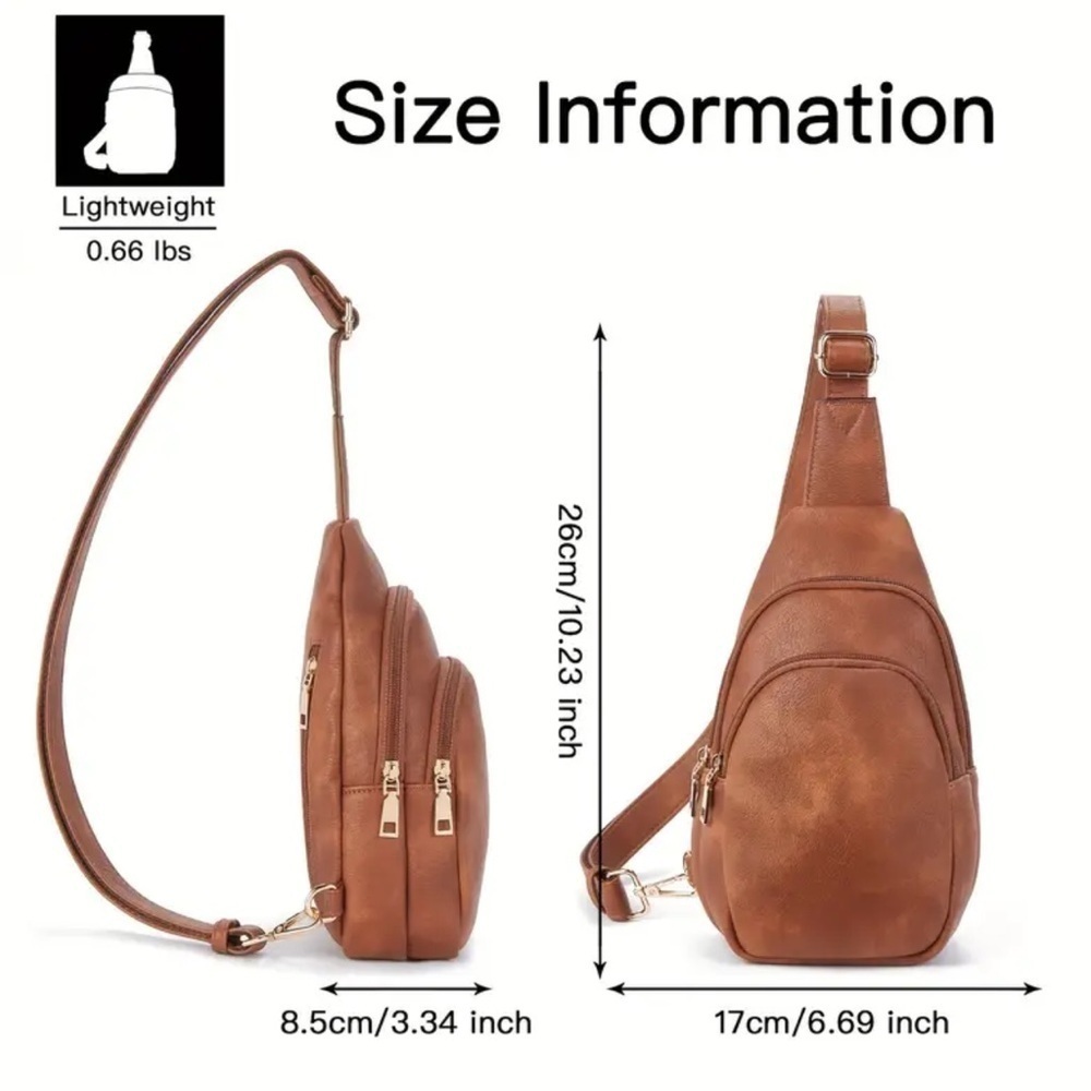 Brown / Black / White / Tan Vegan Leather Crossbody Bag - Picture 9 of 10